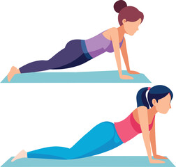 woman doing planks gym workout vector illustration graphic design