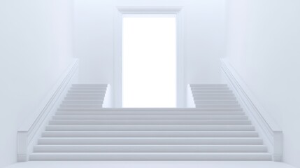 Obraz premium A minimalist stairway leading to a bright, undefined space beyond.