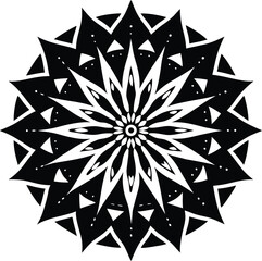Ornamental round doodle flower isolated on white background Black outline mandala.