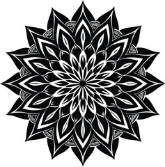 Obraz premium Ornamental round doodle flower isolated on white background Black outline mandala.
