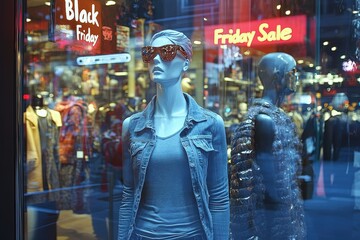 Obraz premium Mall Window Displays: Store windows in a busy mall all decorated with 