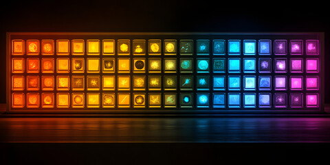 Fototapeta premium Colorful Grid of Unique Symbols and Icons