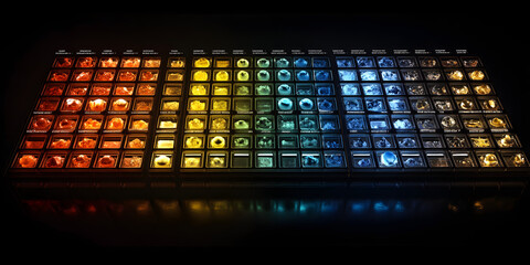 Colorful illuminated keyboard close-up