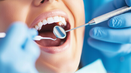 Close-up of Female Patient in Dental Chair Smiling