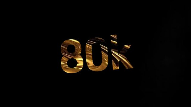 80k text design with golden glow light animation black background 4k video.
