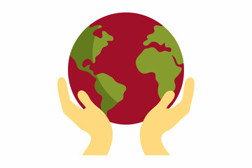 Earth Day hands holding globe vector illustration
