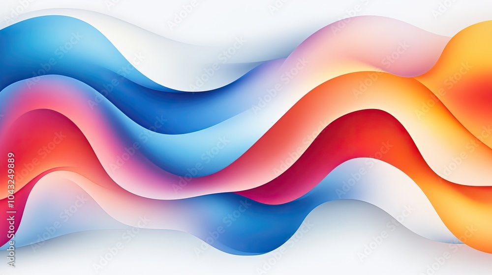 Poster a vibrant abstract wave design featuring flowing colors of blue, red, and white, creating a dynamic 