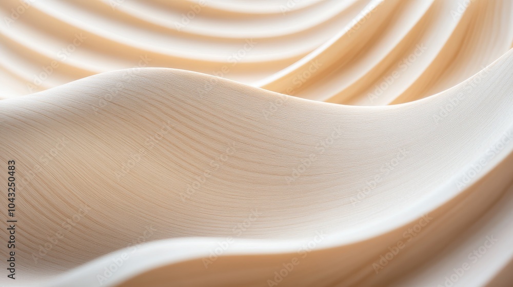 Poster a close-up view of soft, flowing fabric with gentle waves and a cream color, creating an elegant and