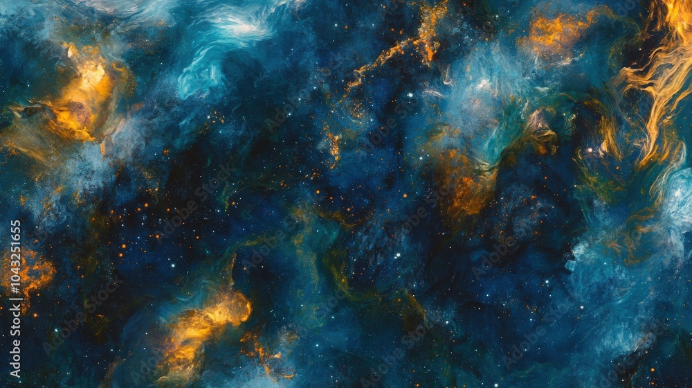 Poster a mesmerizing cosmic scene featuring colorful nebulae and galaxies, creating an abstract background 