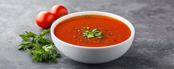 Aromatic soup with a light seasoned broth, beautifully garnished with fresh herbs for a delightful presentation.
