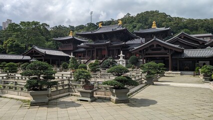 Chi Lin Nunnery, a large Buddhist temple complex located in Diamond Hill, Kowloon, Hong Kong