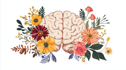 Blooming Brain Illustration for Mental Health and Self Care