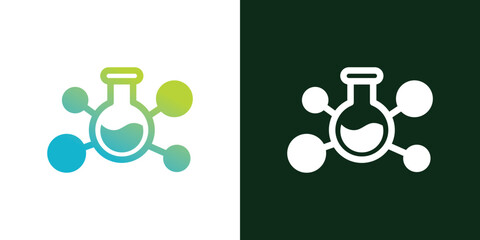 Laboratory beaker logo. Lab flask logo.