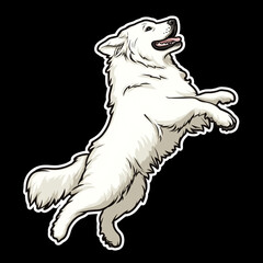 Great Pyrenees Dog Jumping Cartoon Comic Style Full of Energy and Playfulness