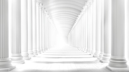Clean, white depiction of Greek columns arranged in perfect symmetry, blending classical elegance with contemporary minimalism for architectural appeal