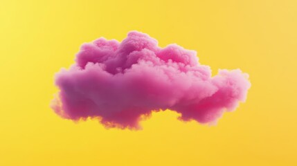 Naklejka premium A unique pink cloud on a sunny yellow background