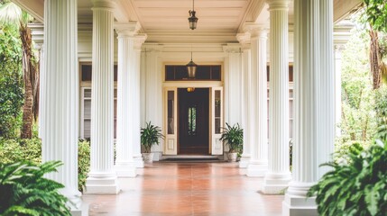 Elegant Entrance of a Classic Building in Natural Light