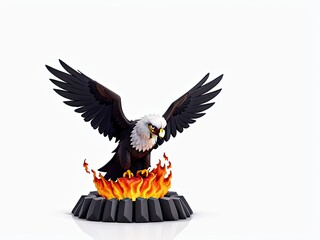 Obraz premium American bald eagle head illustration in fire of American eagle head American bald eagle on fire flam 