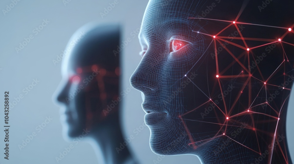 Poster ai-powered facial recognition system concept that instantly analyzes facial features, emotions, and 