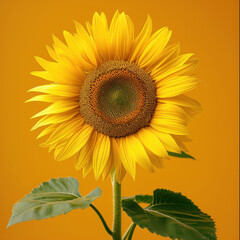 Obraz premium Stunning studio shot of a vibrant sunflower highlighting its intricate details and textures against a warm background