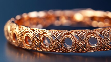 A beautifully detailed gold bracelet featuring intricate designs, showcasing elegance and craftsmanship in jewelry.