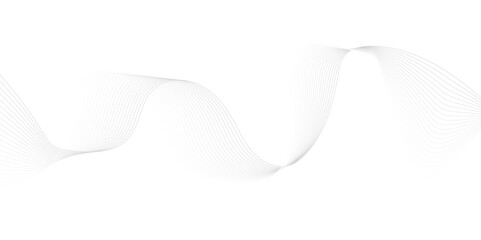 White wave curve lines banner background design. Abstract soft wave lines dynamic flowing gray light isolated background. Vector Illustration of the gray pattern of lines. Black stripes on white .	
