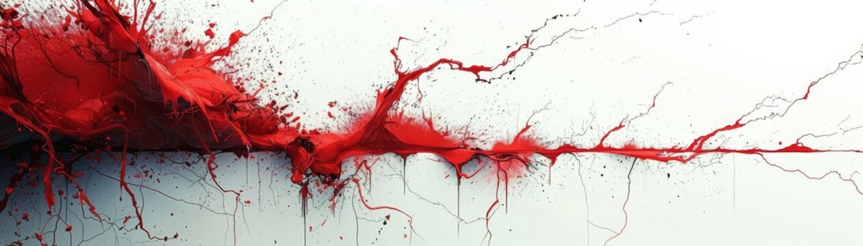 Abstract Red Paint Splash on White Background.