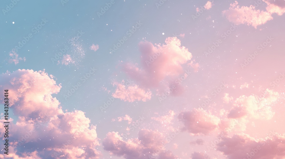 Aufkleber pastel clouds with a touch of sparkle create a dreamy, whimsical sky. the soft colors and gentle shi
