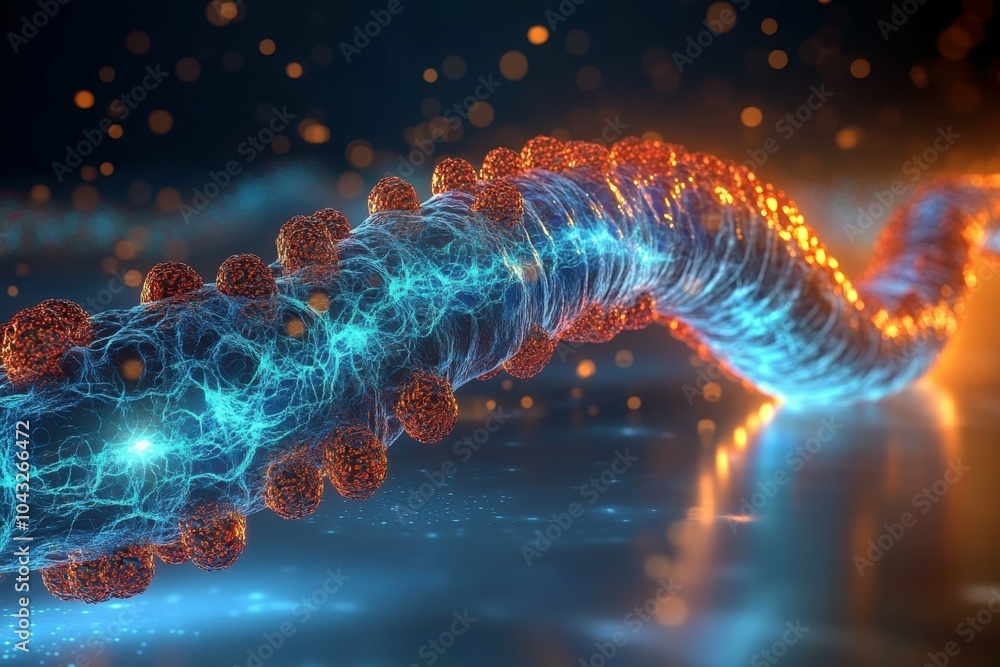 Aufkleber a detailed 3d model of a stem cell highlighting its structure and components rendered in vibrant col