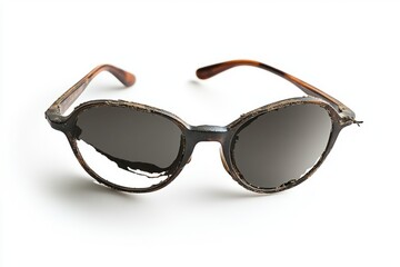 Stylish vintage sunglasses resting on a white background. These unique frames showcase a retro design. Perfect for fashion lovers and collectors. Generative AI