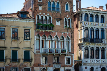 Houses on the Grand Canal in Venice, Italy in summer 2024