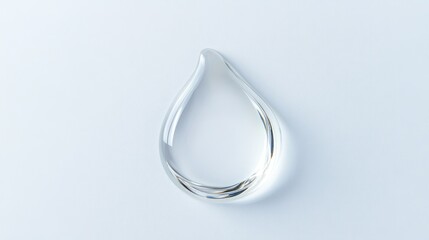 A clear droplet of liquid toner floating on a crisp white background, showcasing a smooth texture