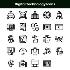 Illustration of a Digital Technology Icons