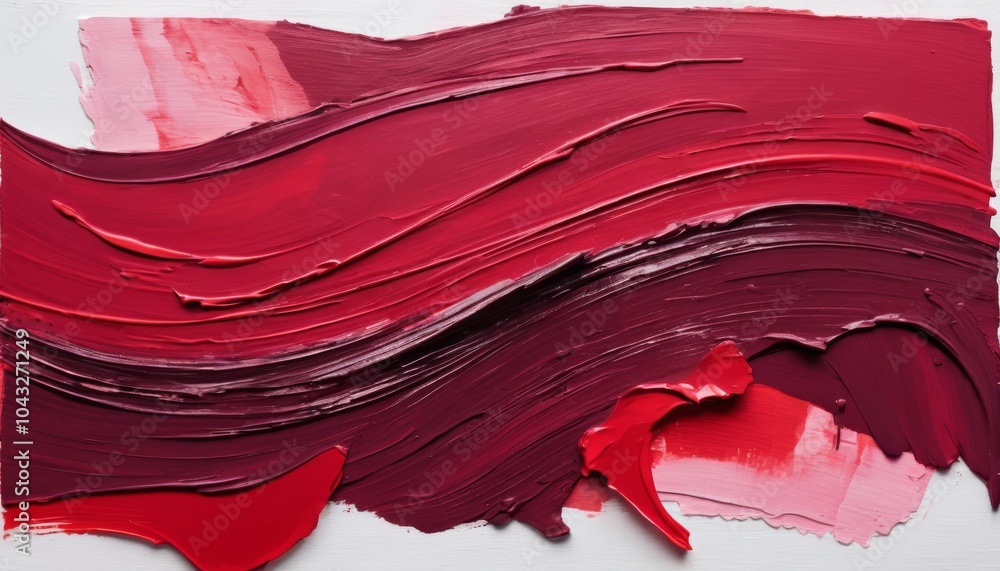 Aufkleber thick layers of red paint intertwine on a white canvas, creating a dynamic, textured composition. th