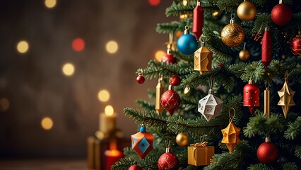 Festive Decorated Christmas Tree with Colorful Ornaments