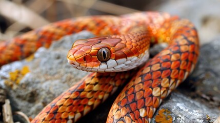Obraz premium Vivid Close-Up of a Corn Snake Eye and Scales