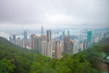 Fototapeta premium Skyline of Hong Kong at daytime from Victoria Peak