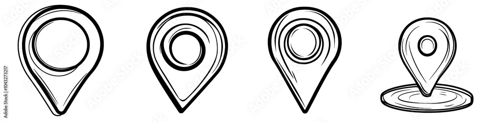 Poster an icon symbol for gps applications that represents the location of a map on a map