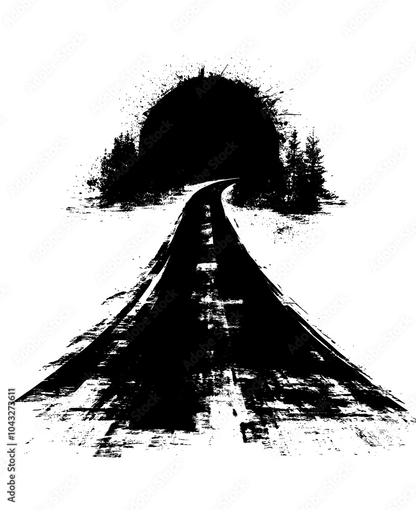 Poster in this artistic representation, a red swirl is placed against a black background and dotted with a 