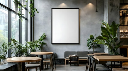 Interior Design with Plants and Large Frame - 3D Illustration