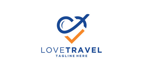 logo design love and plane, flight, holiday, travel, tour, heart, logo design icon, symbol, vector, idea, creative.