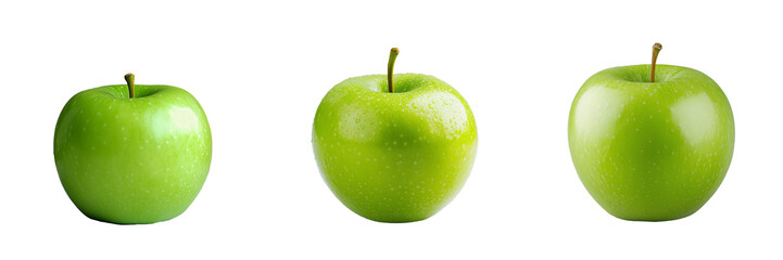  bright green Granny Smith apple with a smooth surface isolated on transparent background