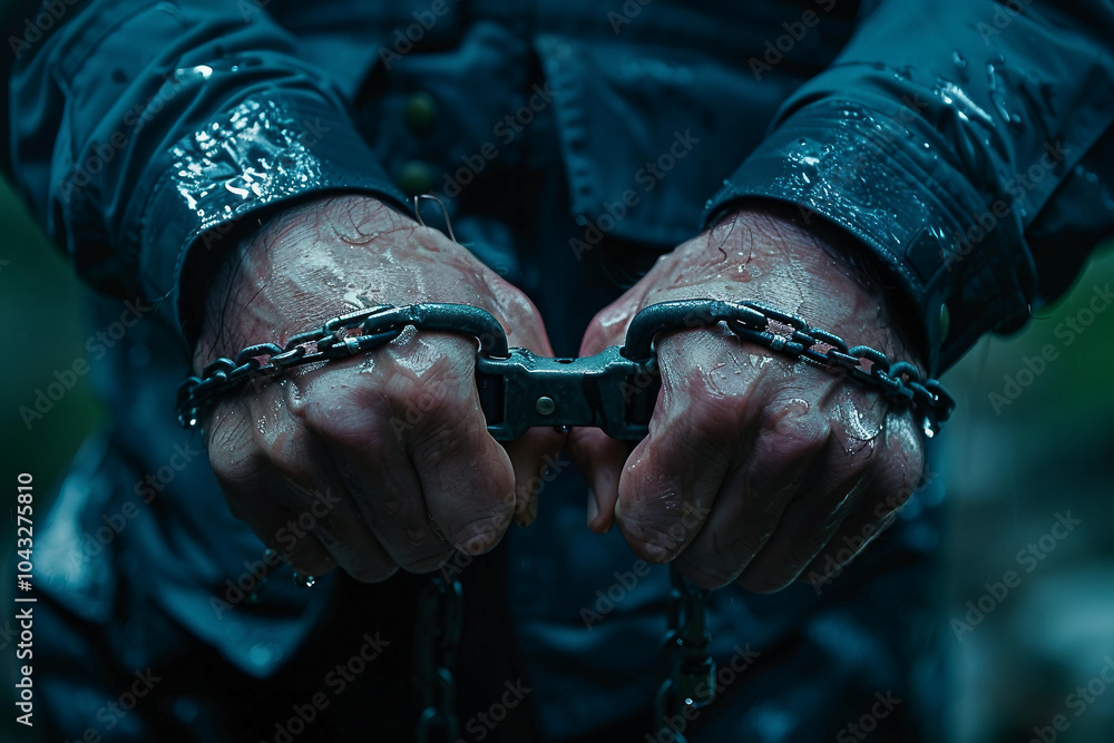 Poster designed with generative ai image of prisoner in a prison