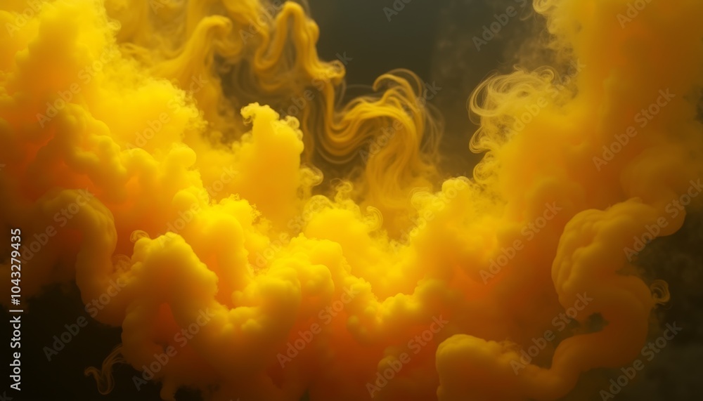 Poster vibrant golden clouds twist and curl gracefully in an enchanting display, casting an aura of mystery