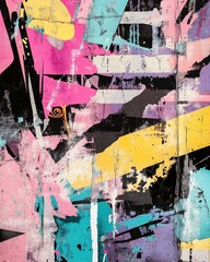 Fototapeta premium Vibrant Abstract Urban Artwork on Rugged Surface
