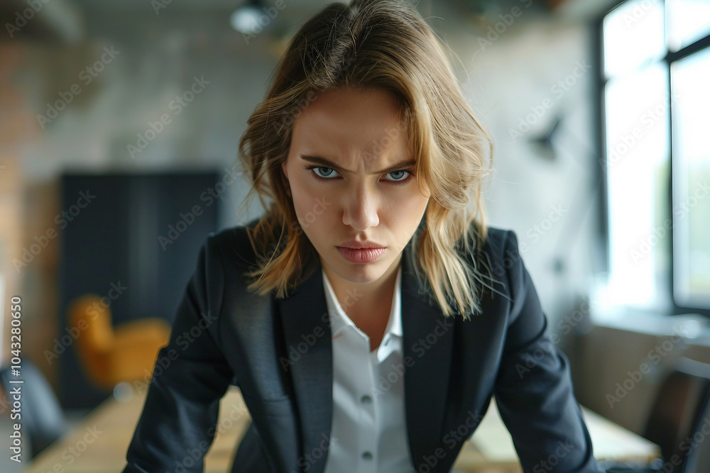Aufkleber created with generative ai image of angry severe strict office worker