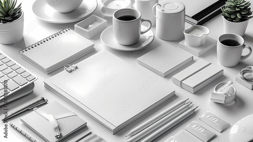 Poster notebook and pen on the table generated ai