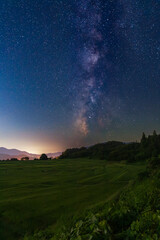 椹平の棚田から見た天の川