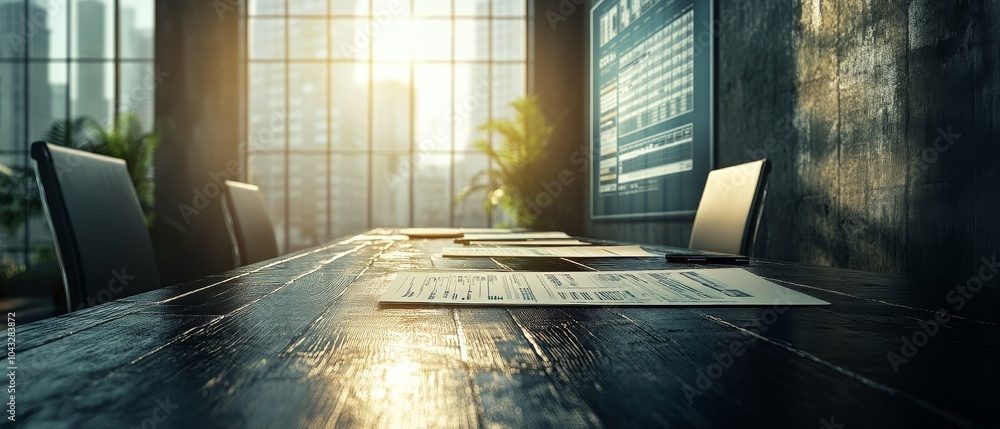 Poster hyper-realistic gantt chart in modern office setting