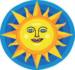 Sun cartoon illustration with a smile
